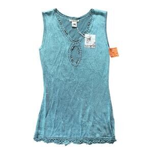 Deadstock Kenzie Y2K Open Knit Beaded Tank Top Size L Beachy Mermaid